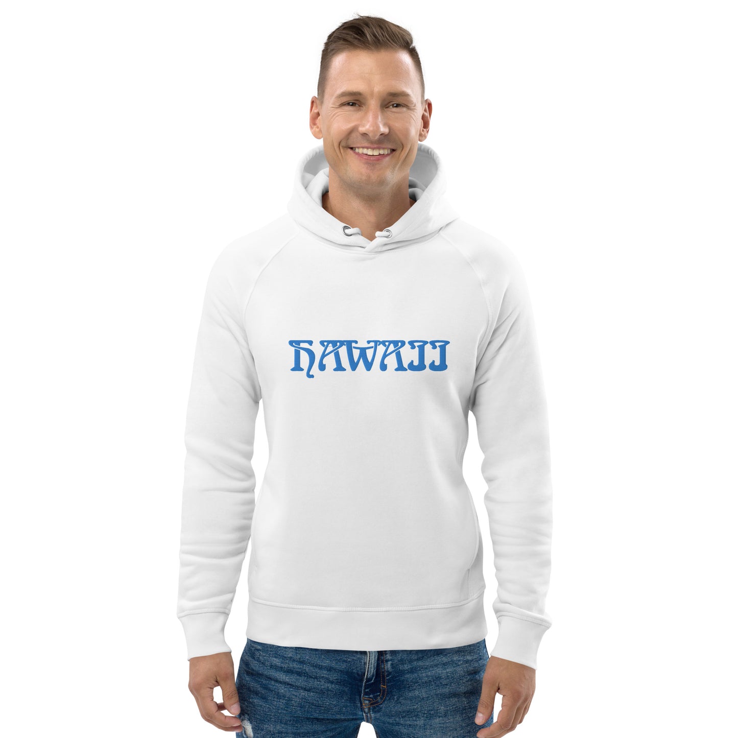 HAWAII WITH BLUE STITCHES AND WHITE BACKGROUND Unisex pullover hoodie