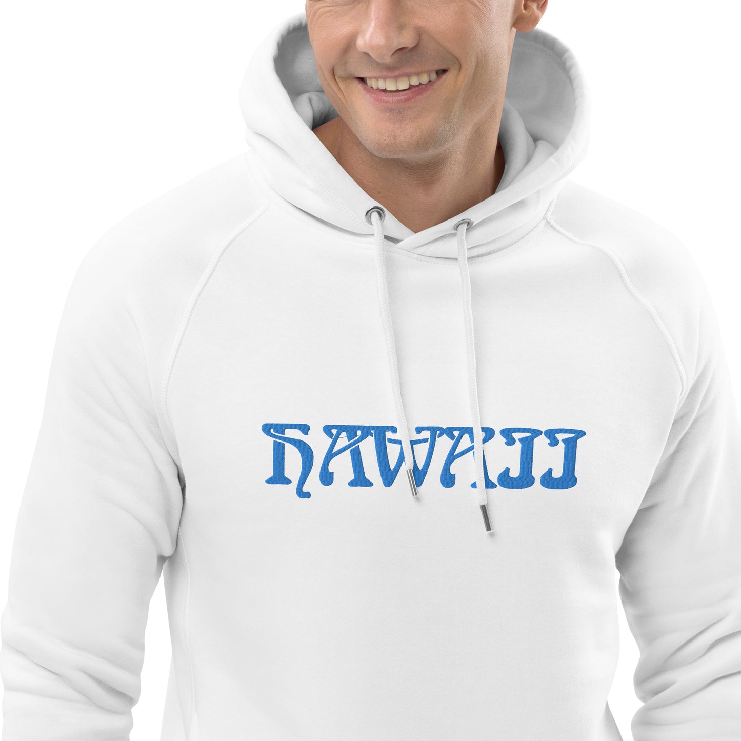 HAWAII WITH BLUE STITCHES AND WHITE BACKGROUND Unisex pullover hoodie