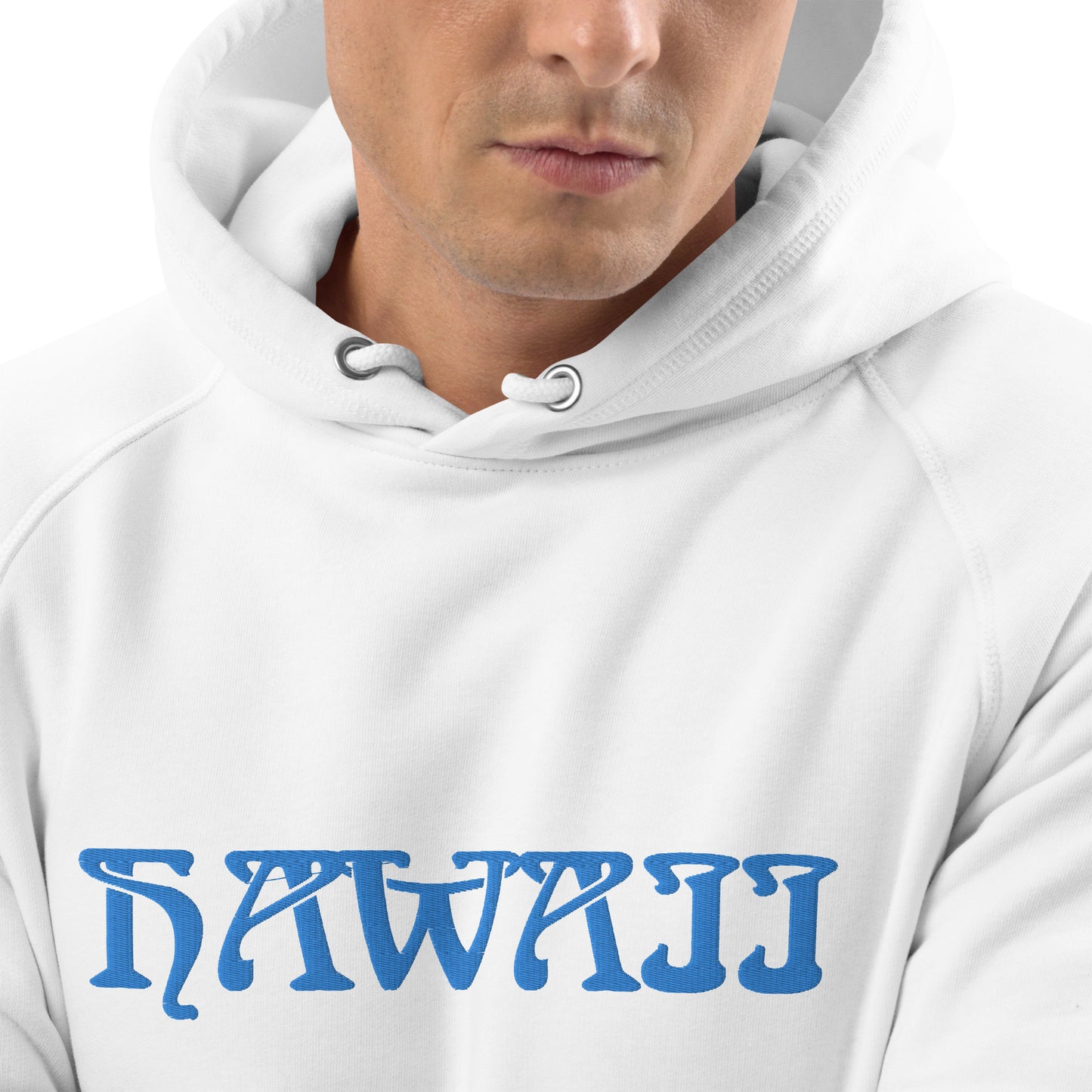 HAWAII WITH BLUE STITCHES AND WHITE BACKGROUND Unisex pullover hoodie