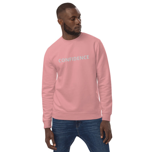 CONFIDENCE-Unisex eco pink sweatshirt with white stitch