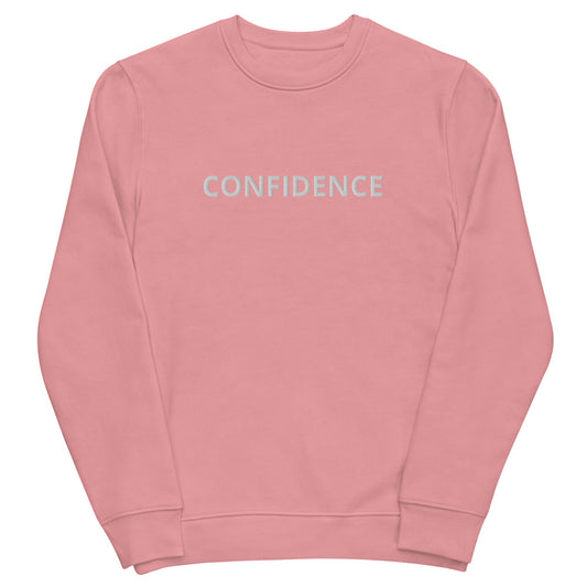 CONFIDENCE-Unisex eco pink sweatshirt with white stitch