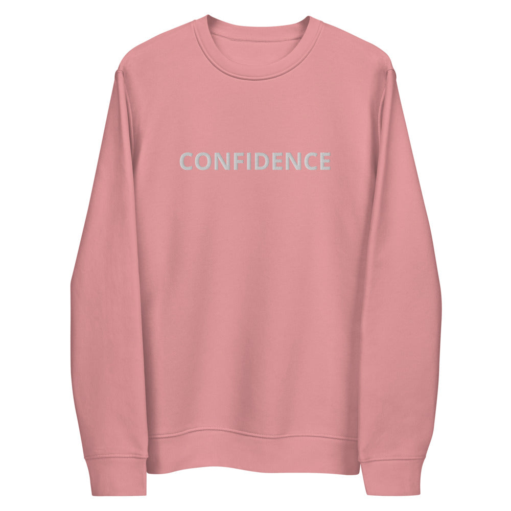 CONFIDENCE-Unisex eco pink sweatshirt with white stitch