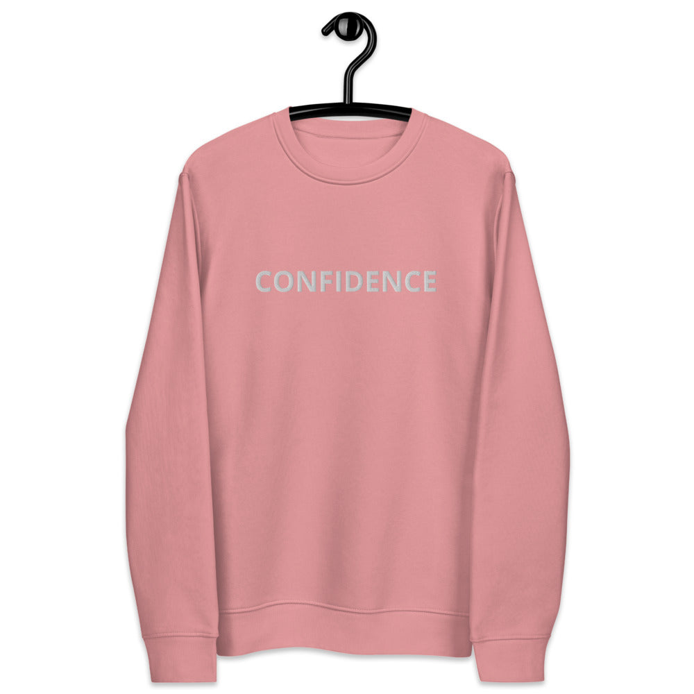 CONFIDENCE-Unisex eco pink sweatshirt with white stitch