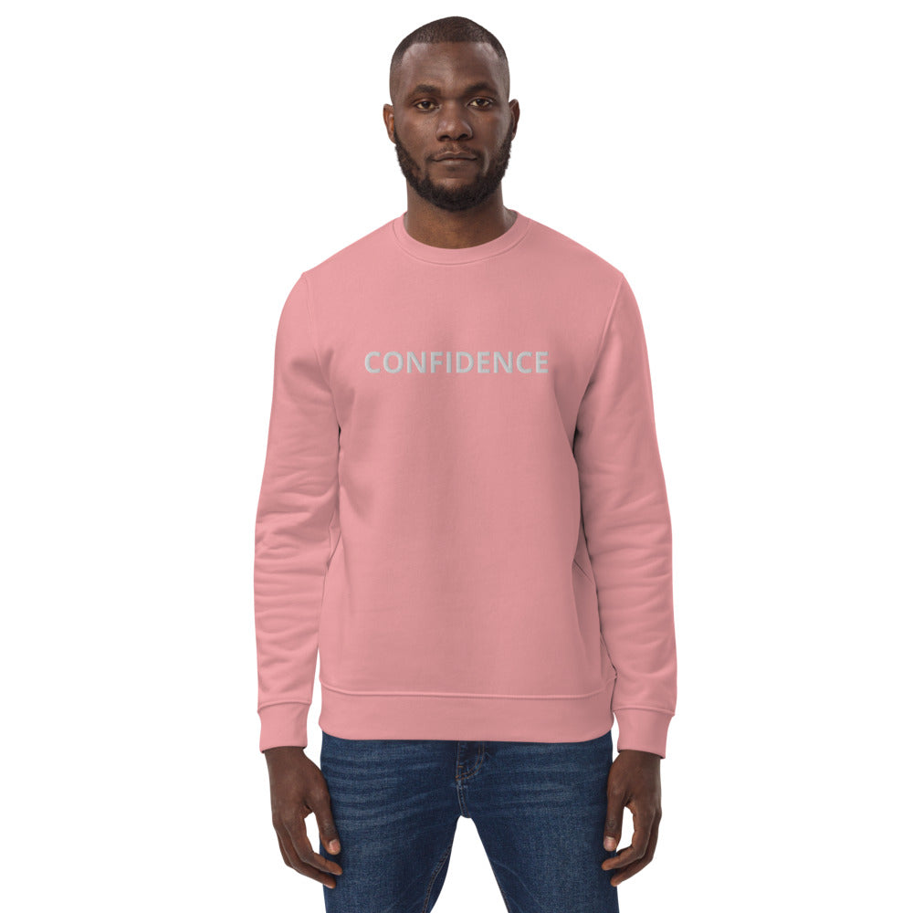 CONFIDENCE-Unisex eco pink sweatshirt with white stitch