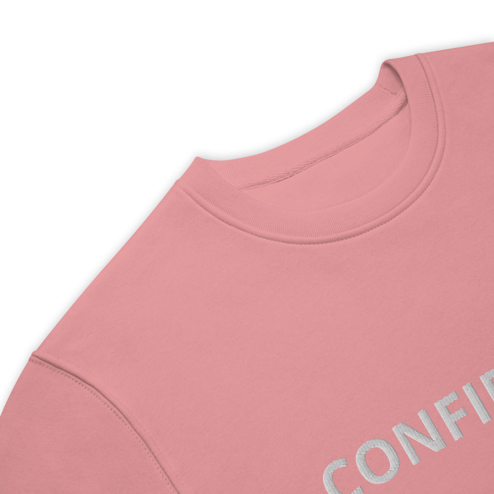 CONFIDENCE-Unisex eco pink sweatshirt with white stitch