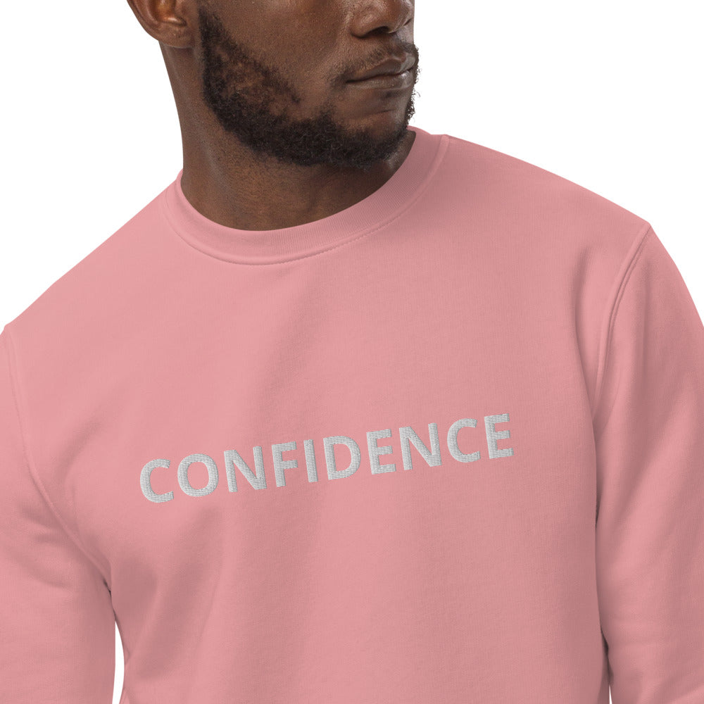 CONFIDENCE-Unisex eco pink sweatshirt with white stitch