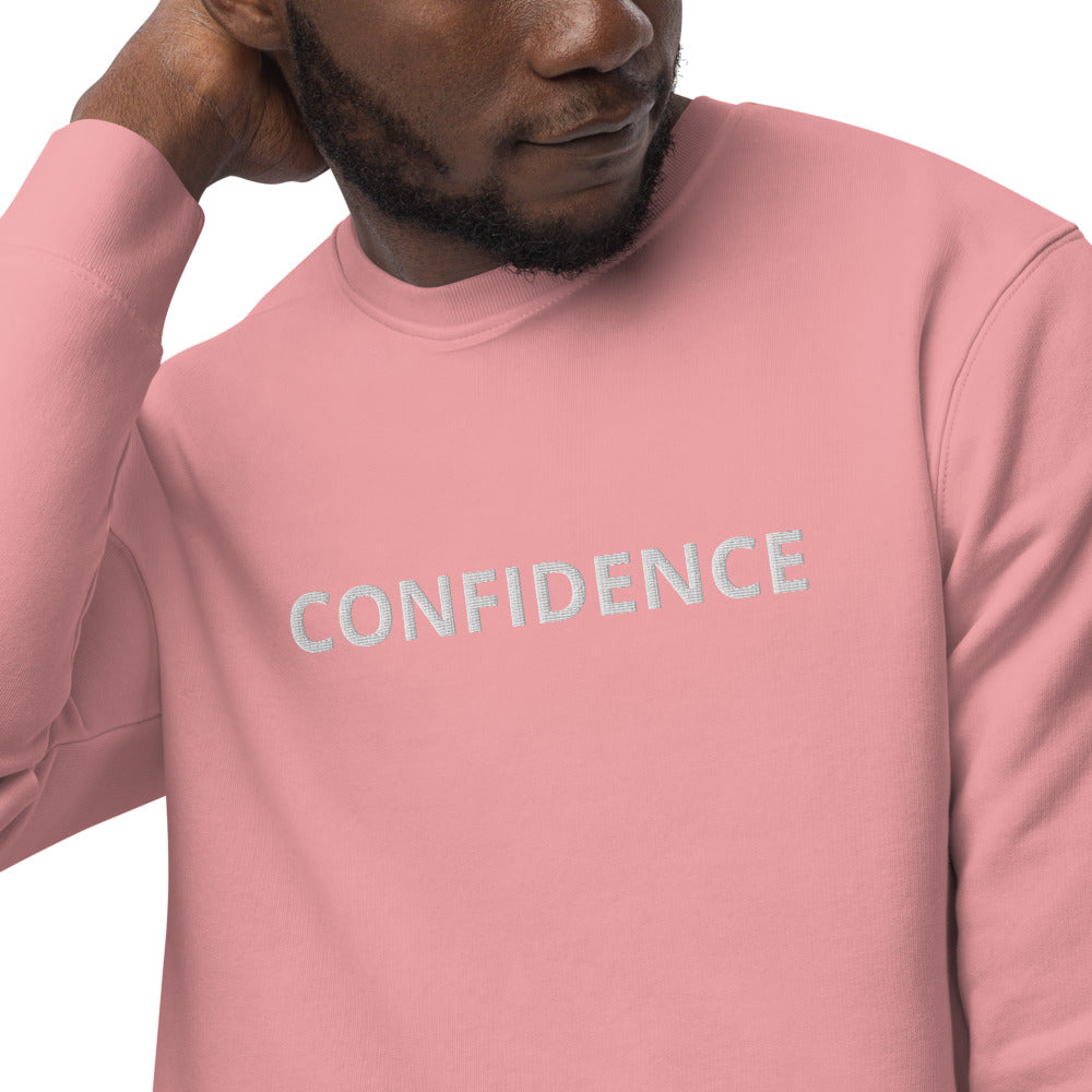 CONFIDENCE-Unisex eco pink sweatshirt with white stitch