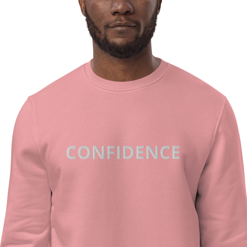 CONFIDENCE-Unisex eco pink sweatshirt with white stitch