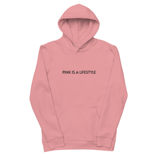 PINK IS A LIFESTYLE-Unisex essential eco hoodie COLUR IS PINK WITH BLACK THREAD STITCH