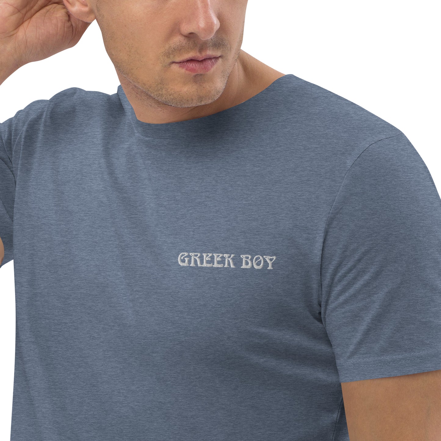 GREEK BOY EMBROIDERY WORD Unisex organic cotton t-shirt