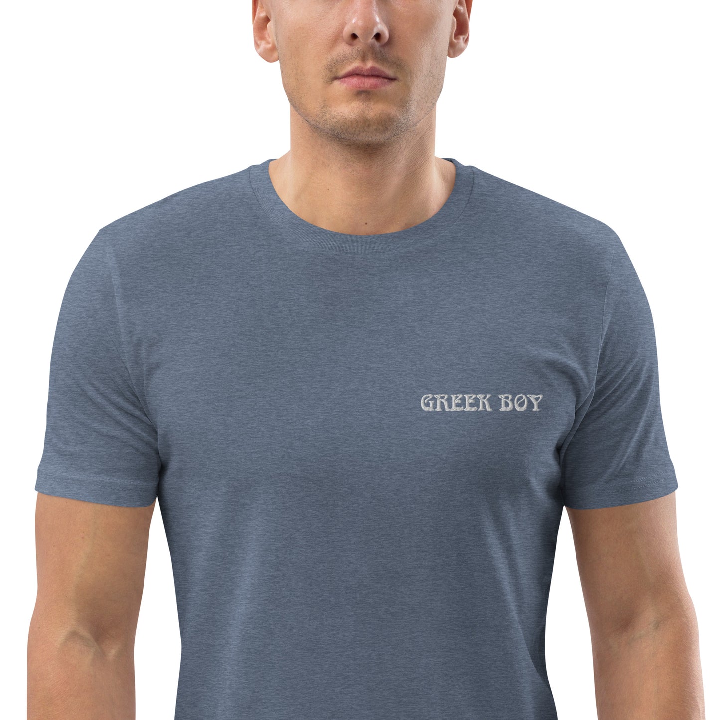 GREEK BOY EMBROIDERY WORD Unisex organic cotton t-shirt