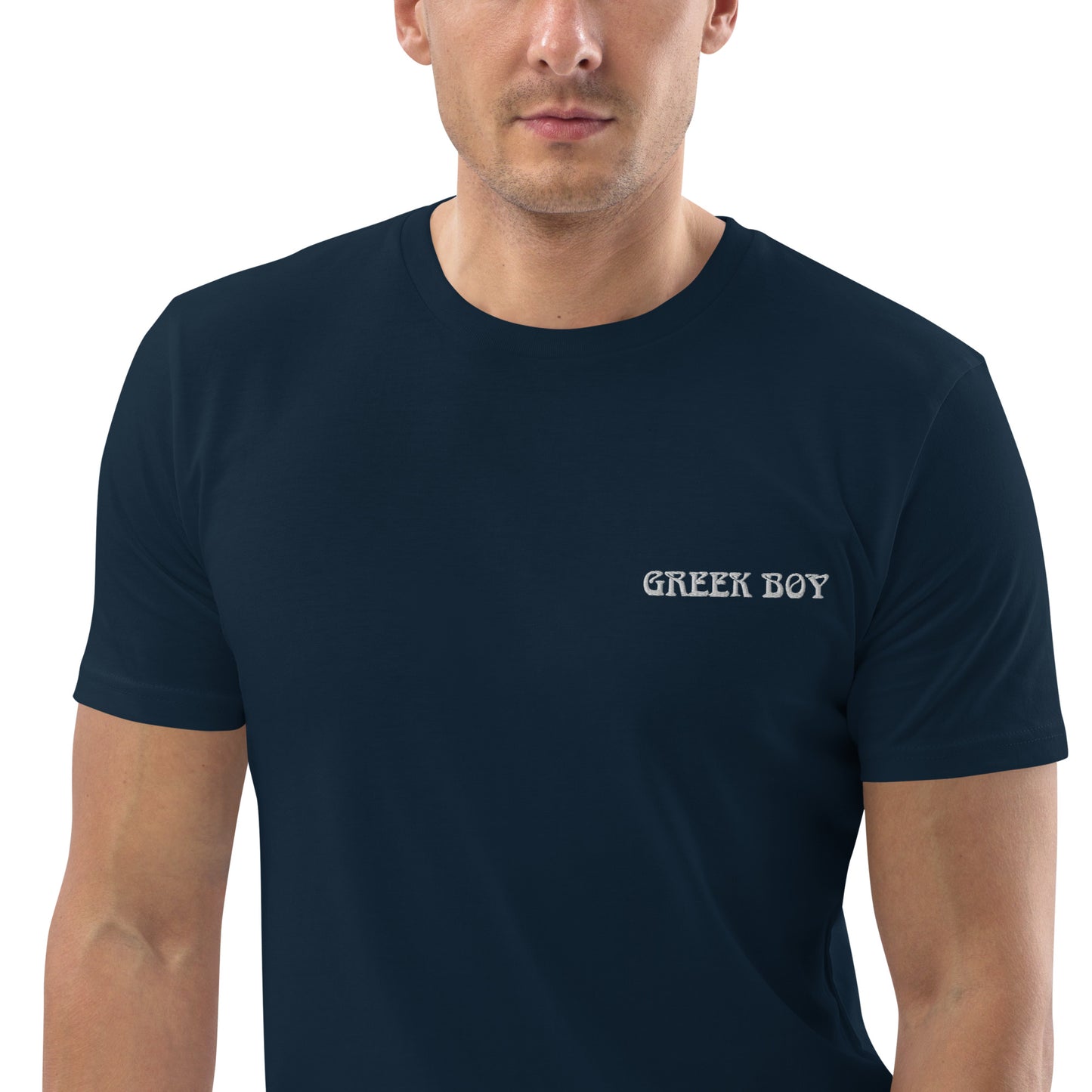 GREEK BOY EMBROIDERY WORD Unisex organic cotton t-shirt