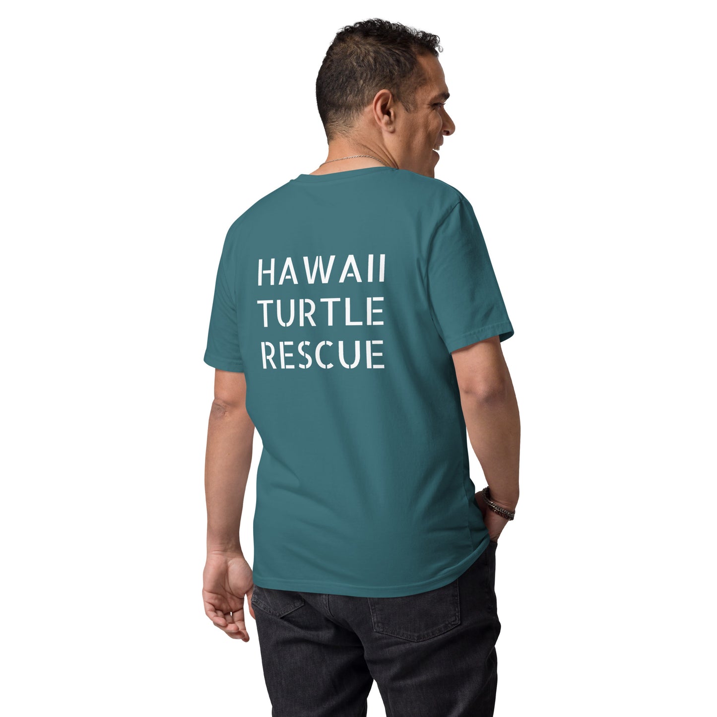 HAWAII TURTLE RESCUE.......AQUA GREEN COLOR Unisex organic cotton t-shirt