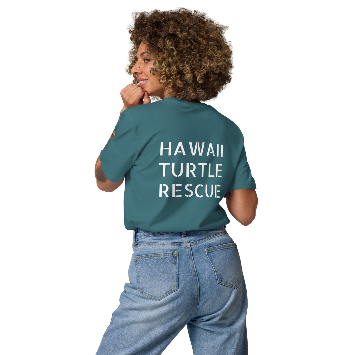 HAWAII TURTLE RESCUE.......AQUA GREEN COLOR Unisex organic cotton t-shirt