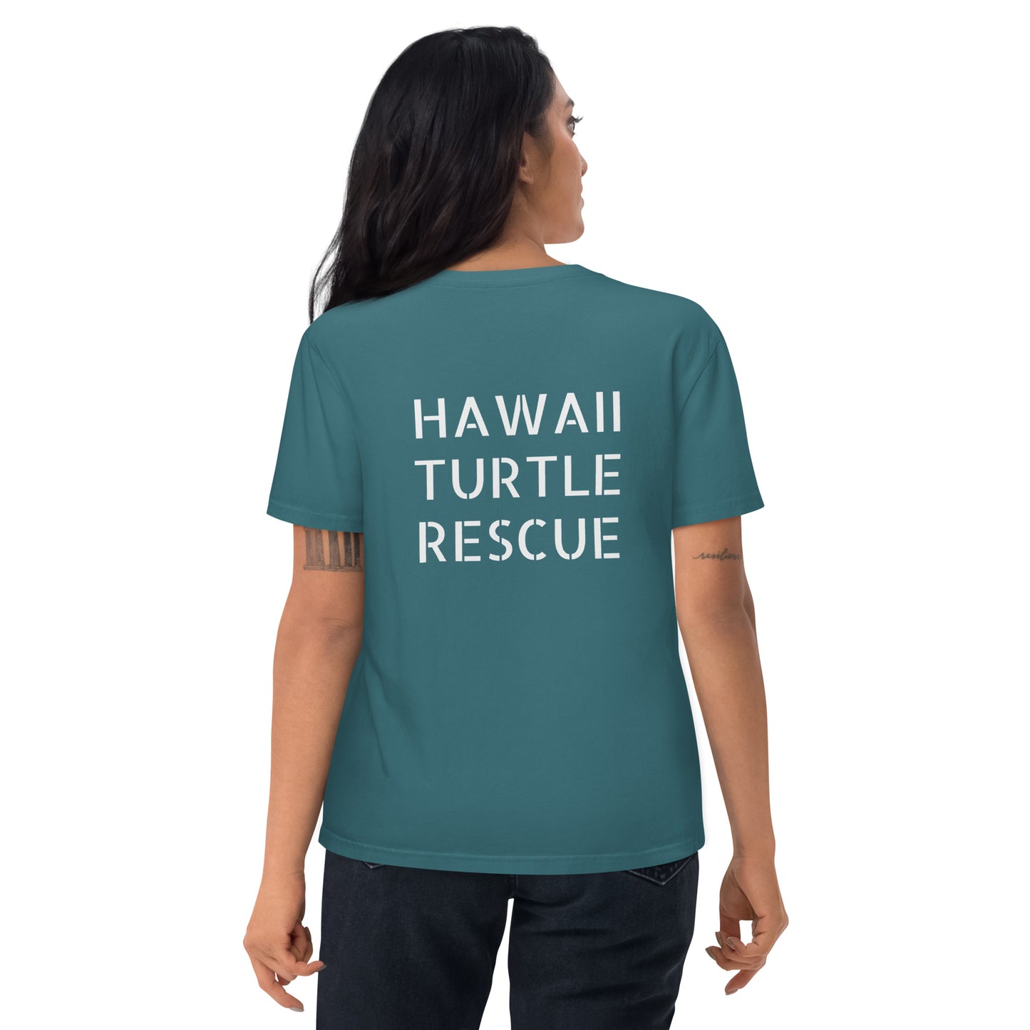 HAWAII TURTLE RESCUE.......AQUA GREEN COLOR Unisex organic cotton t-shirt