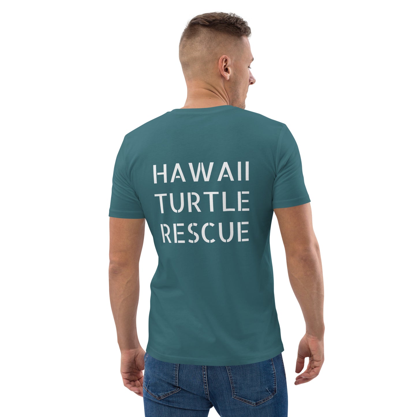 HAWAII TURTLE RESCUE.......AQUA GREEN COLOR Unisex organic cotton t-shirt