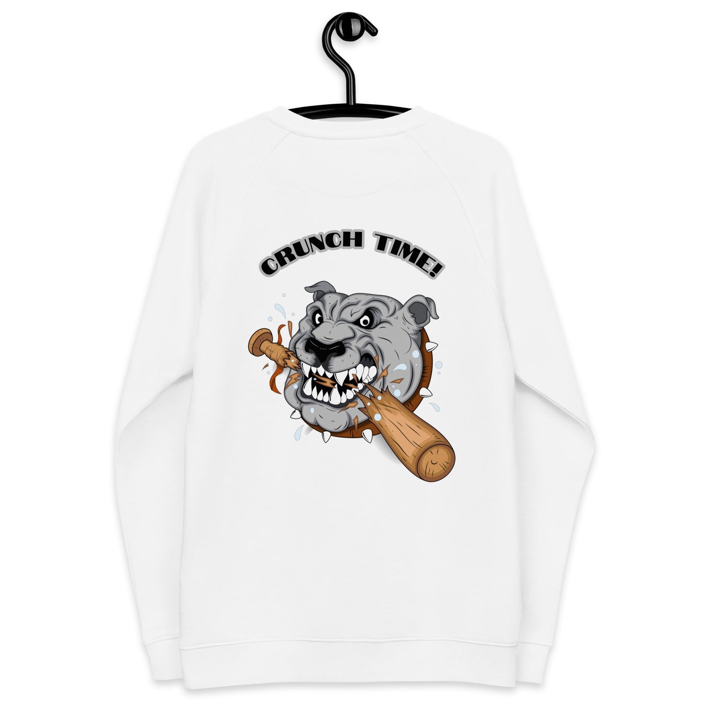 CRUNCH TIME! BULL DOG WITH BASEBALL BAT Unisex organic raglan sweatshirt