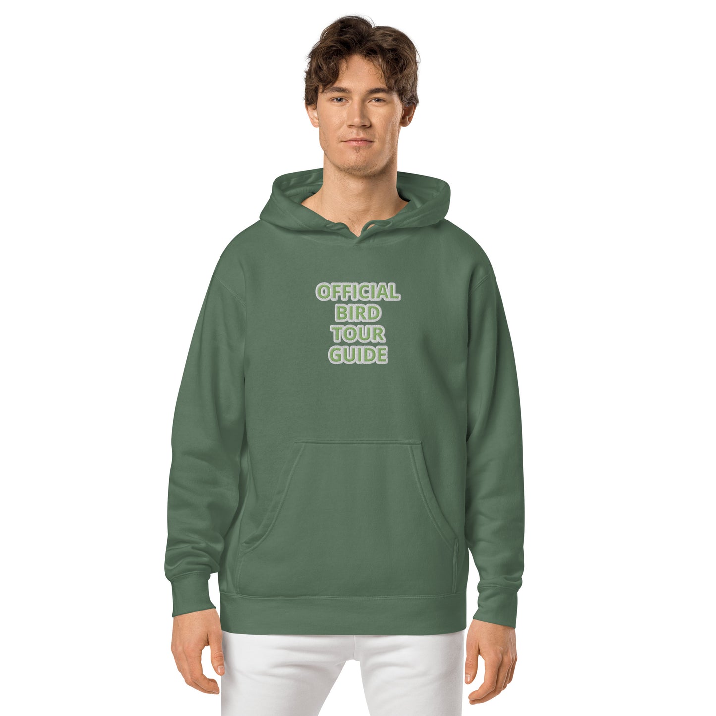 OFFICIAL BIRD TOUR GUIDE -80% COTTON EMBROIDERY -Unisex pigment-dyed hoodie