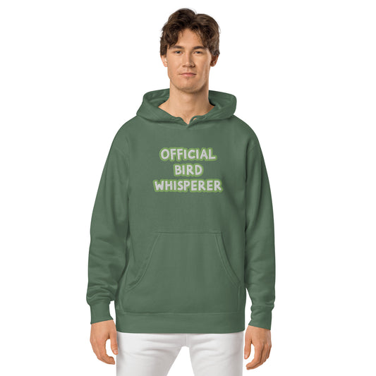 OFFICIAL BIRD WHISPERER---GREEN----Unisex pigment-dyed hoodie