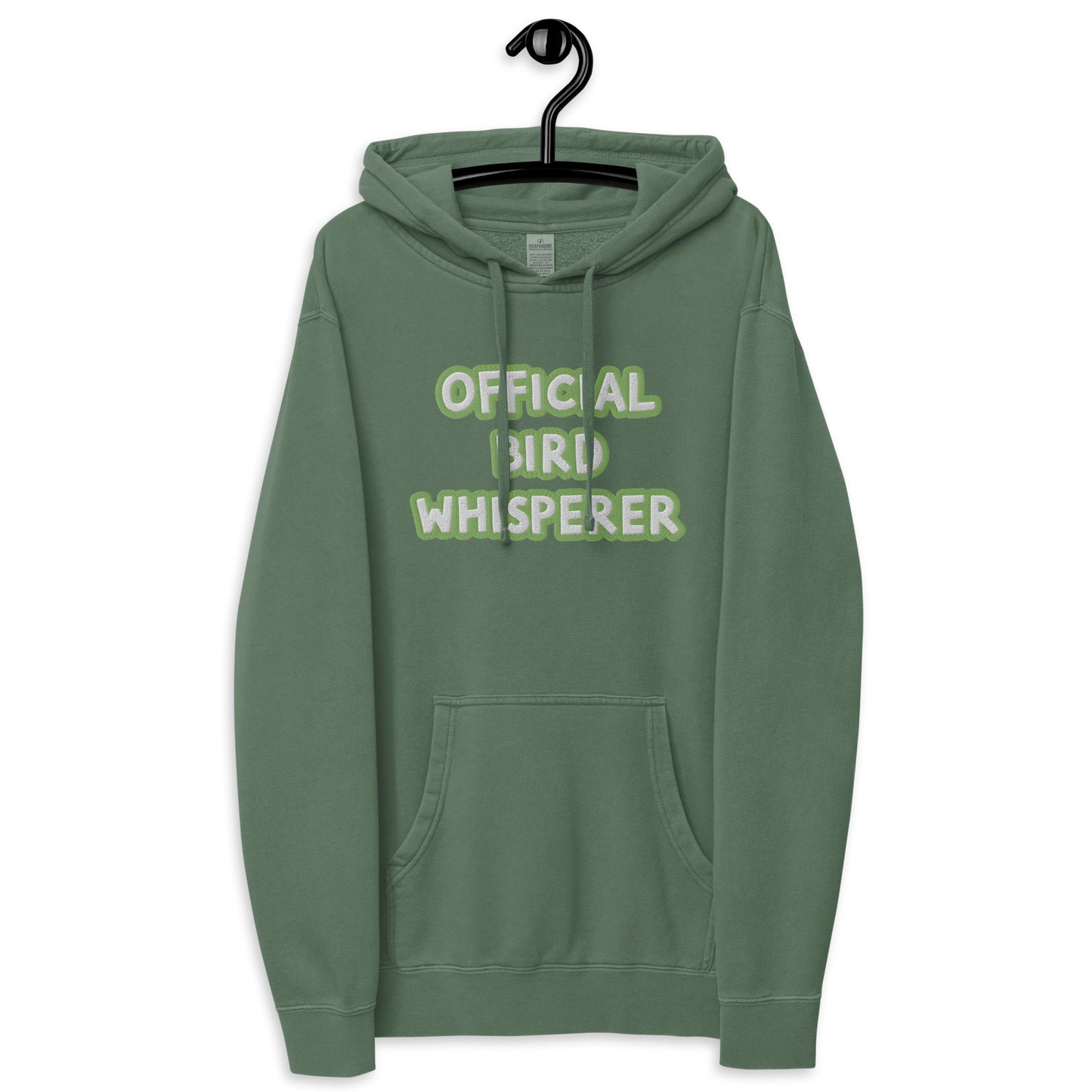 OFFICIAL BIRD WHISPERER---GREEN----Unisex pigment-dyed hoodie