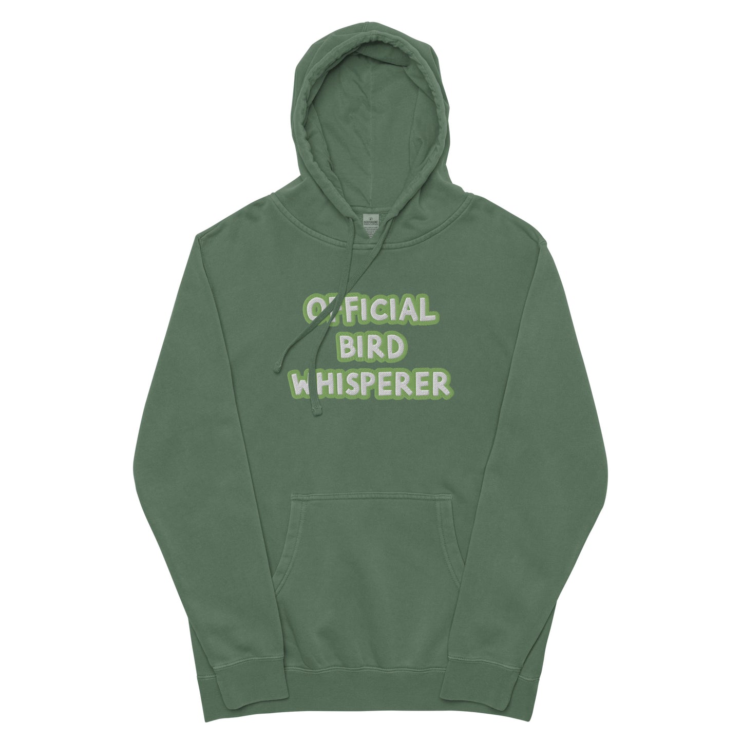 OFFICIAL BIRD WHISPERER---GREEN----Unisex pigment-dyed hoodie