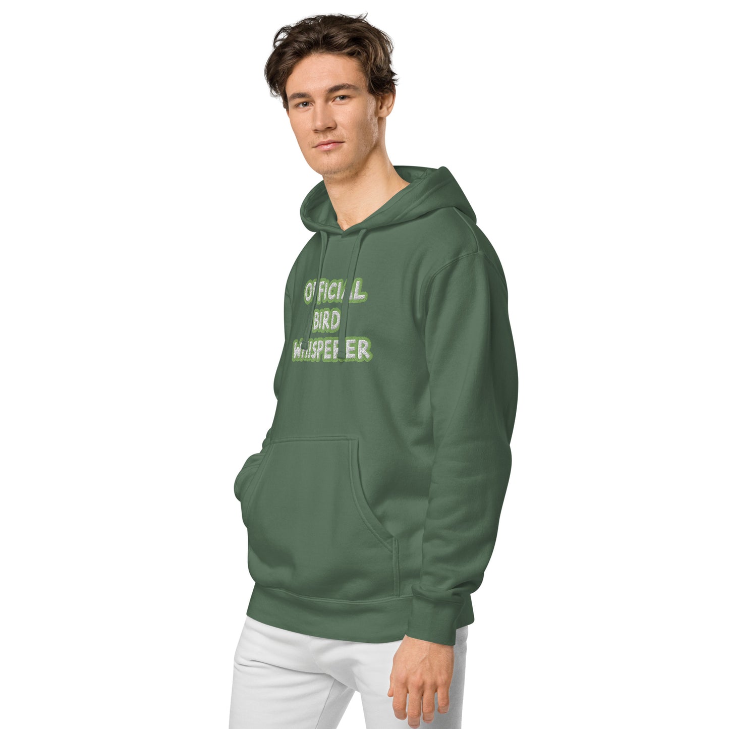 OFFICIAL BIRD WHISPERER---GREEN----Unisex pigment-dyed hoodie