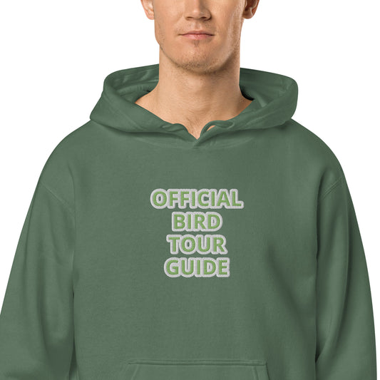 OFFICIAL BIRD TOUR GUIDE -80% COTTON EMBROIDERY -Unisex pigment-dyed hoodie