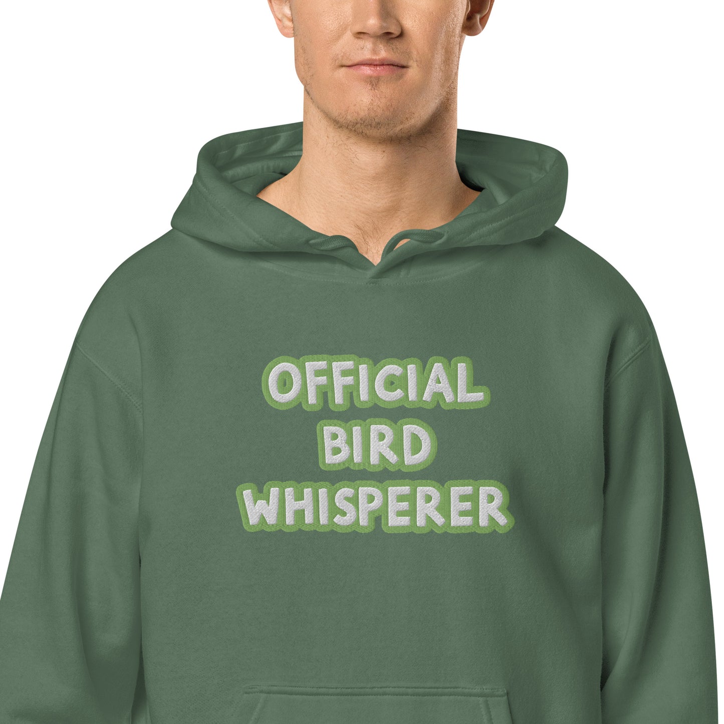 OFFICIAL BIRD WHISPERER---GREEN----Unisex pigment-dyed hoodie