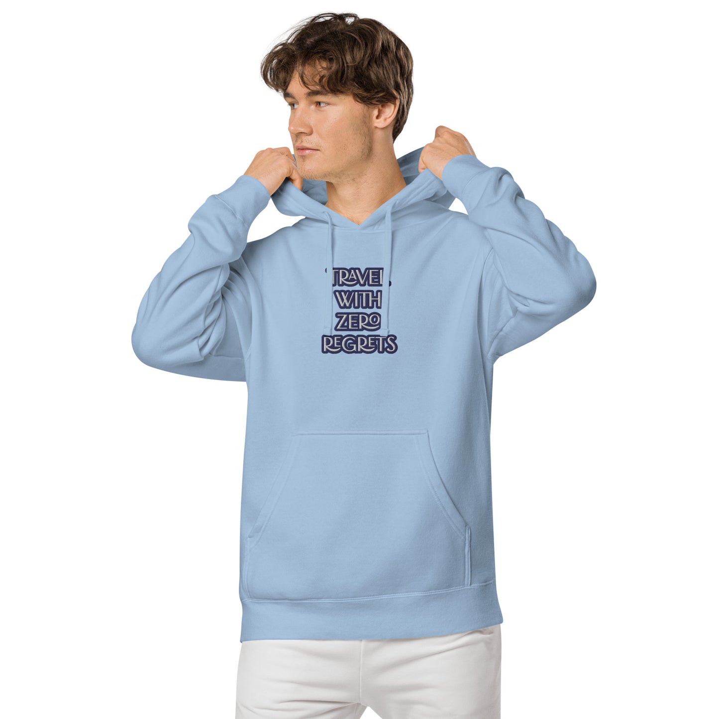 TRAVEL WITH ZERO REGRETS- LUXURY HOODIE IN BLUE Unisex