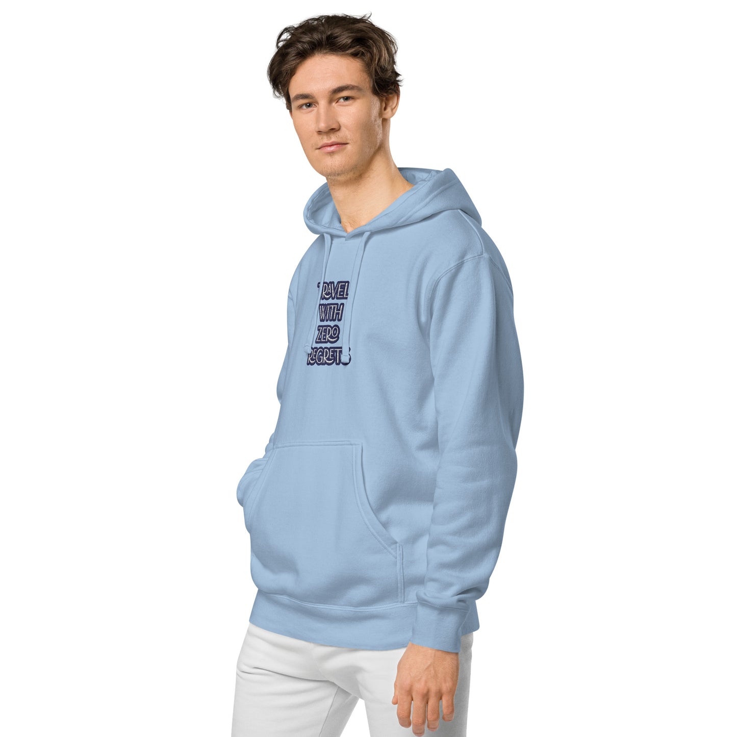 TRAVEL WITH ZERO REGRETS- LUXURY HOODIE IN BLUE Unisex