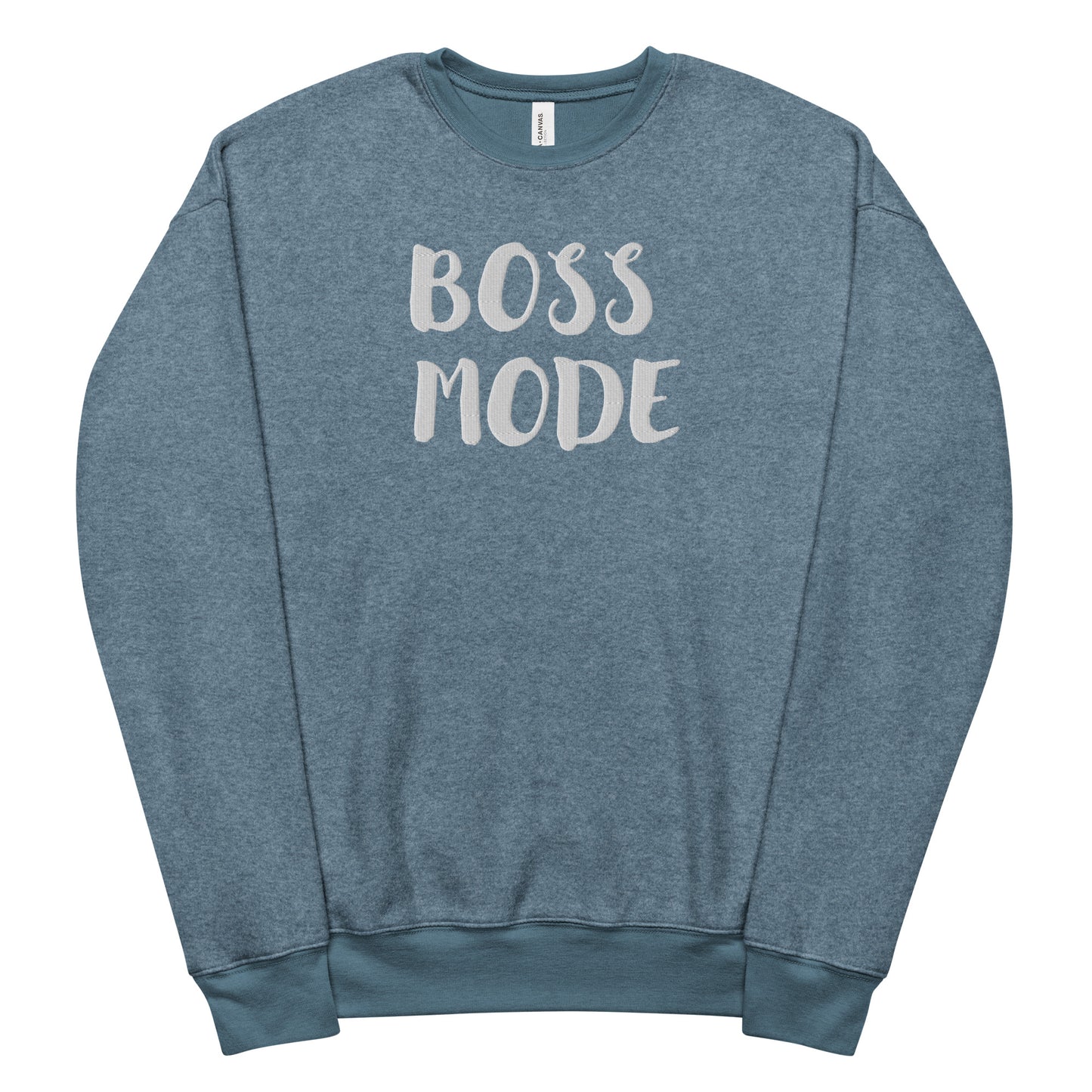 BOSS MODE WHITE STITCH----- Unisex sueded fleece sweatshirt