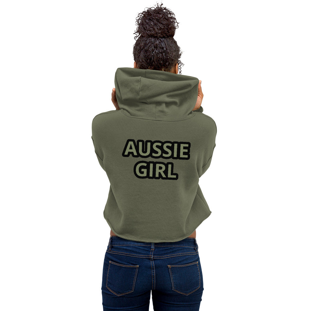 AUSSIE GIRL---ARMY GREEN Crop Hoodie