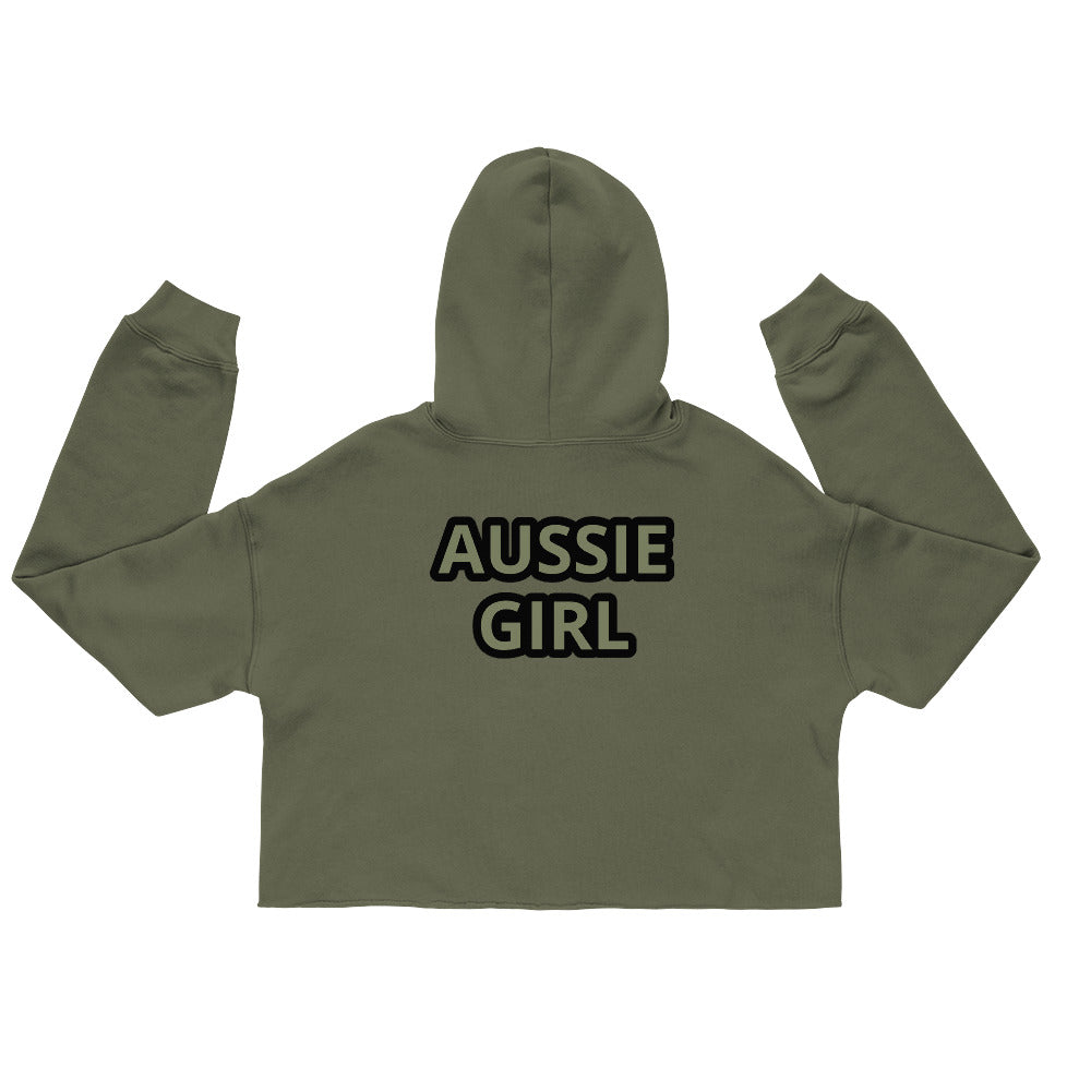 AUSSIE GIRL---ARMY GREEN Crop Hoodie