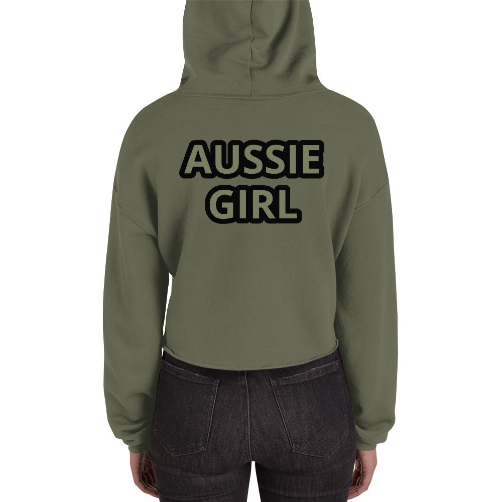 AUSSIE GIRL---ARMY GREEN Crop Hoodie