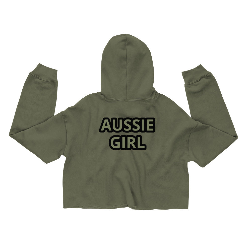 AUSSIE GIRL---ARMY GREEN Crop Hoodie