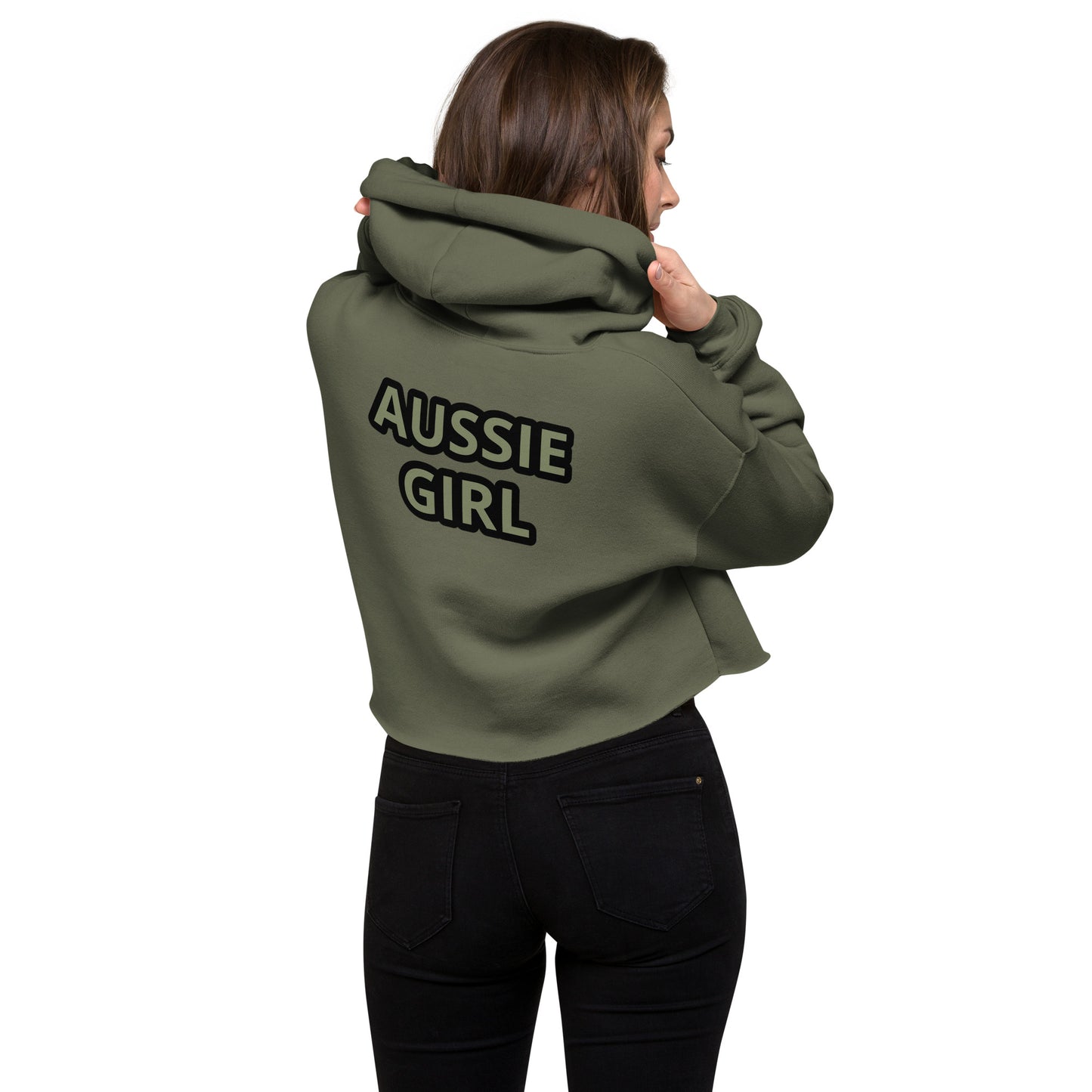 AUSSIE GIRL---ARMY GREEN Crop Hoodie