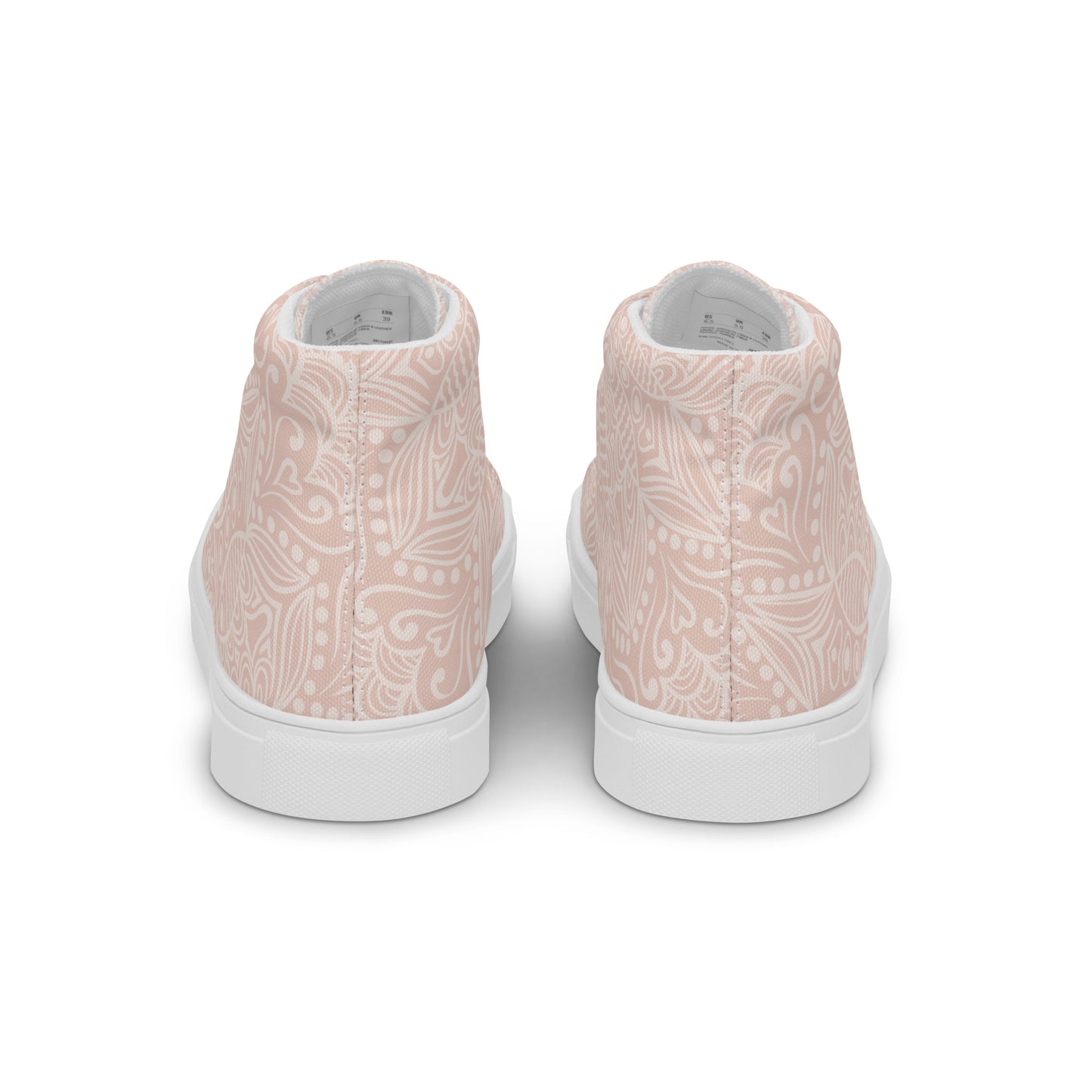 PEACHY APRICOT TAUPE WEDDING OR GRAD Women’s high top canvas shoes