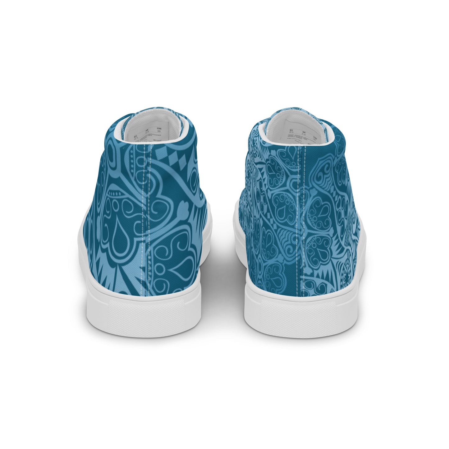 BLUE PATTERN DOILEY WEDDING OR GRAD Women’s high top canvas shoes