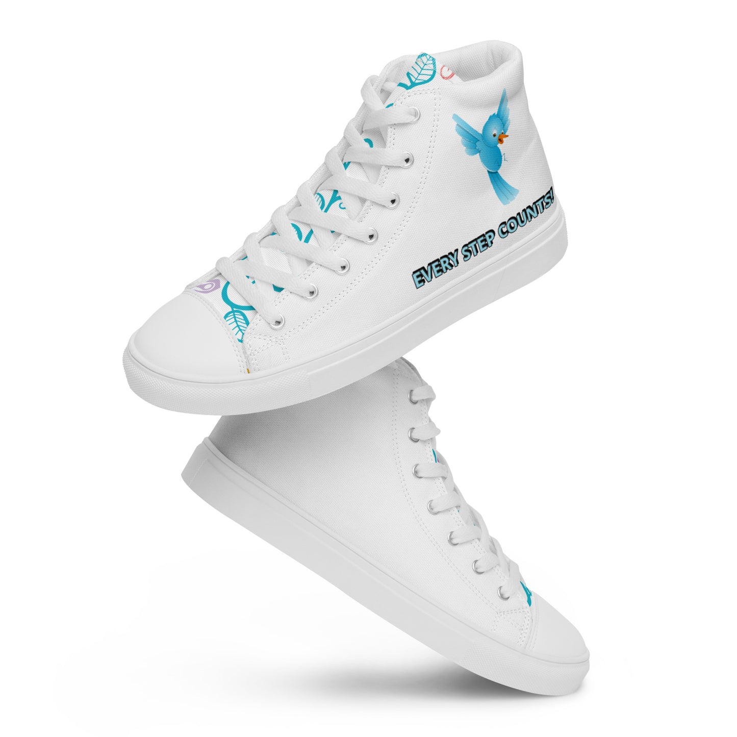 BABY BLUE BIRD EVERY STEP COUNTS  Women’s high top canvas shoes