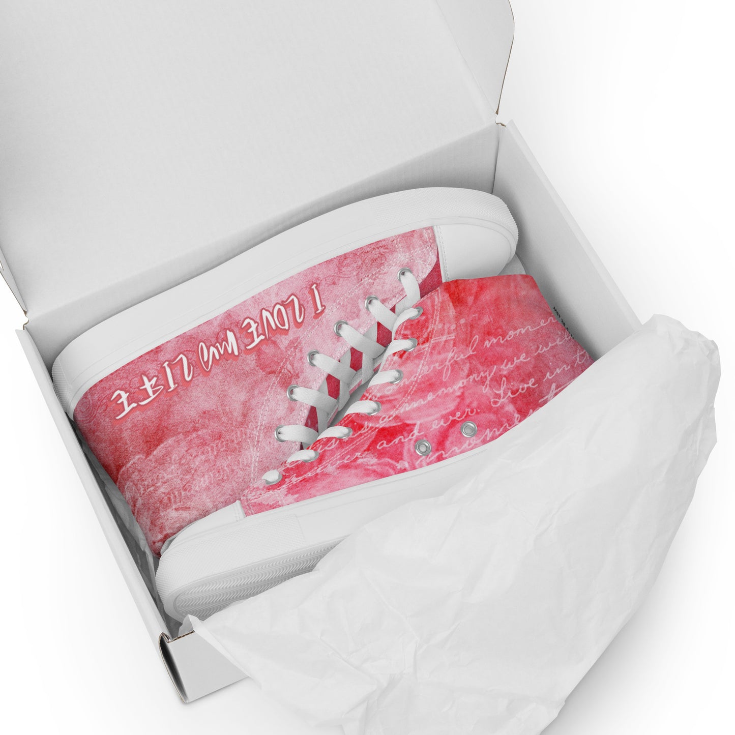 I LOVE MY LIFE PINK Women’s high top canvas shoes