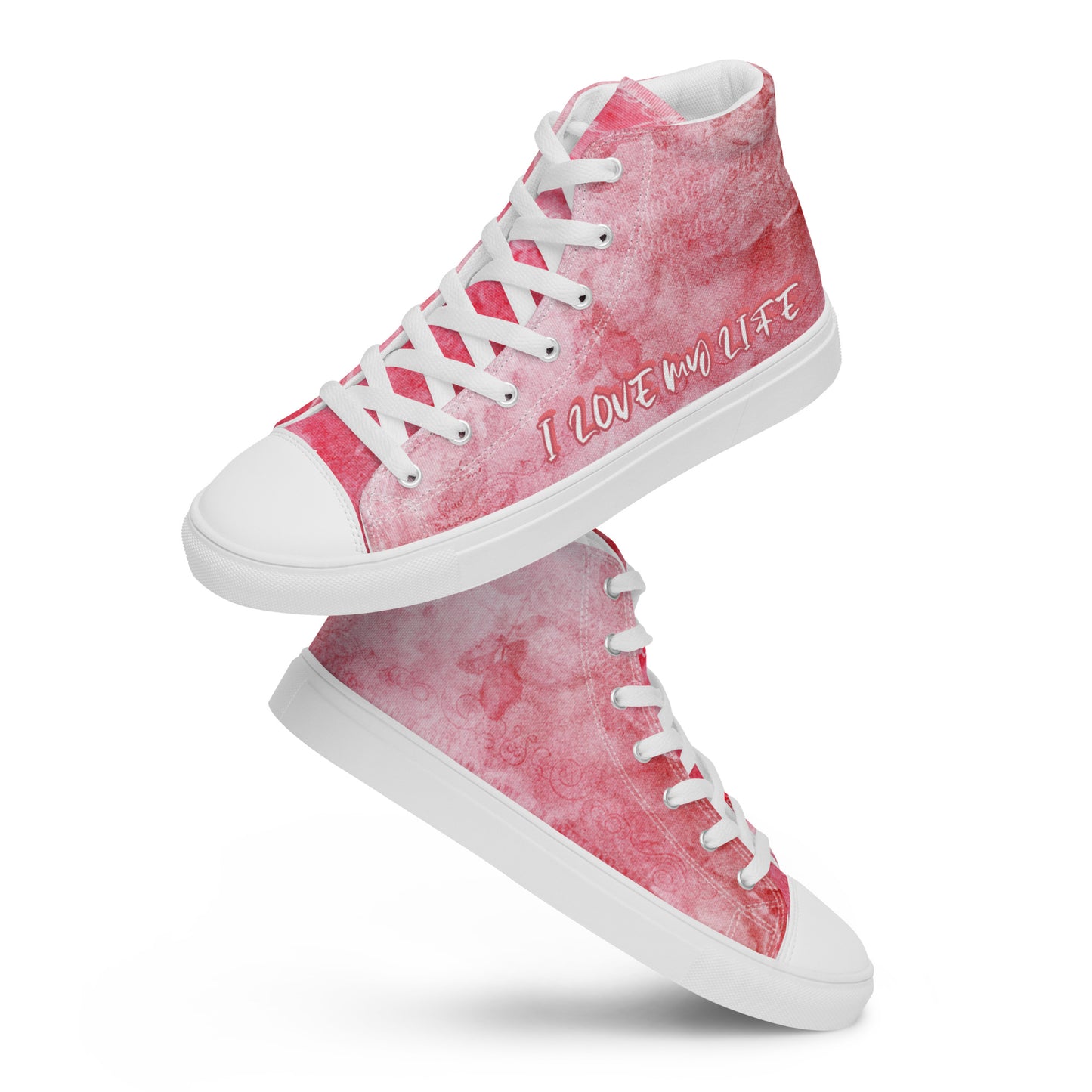 I LOVE MY LIFE PINK Women’s high top canvas shoes