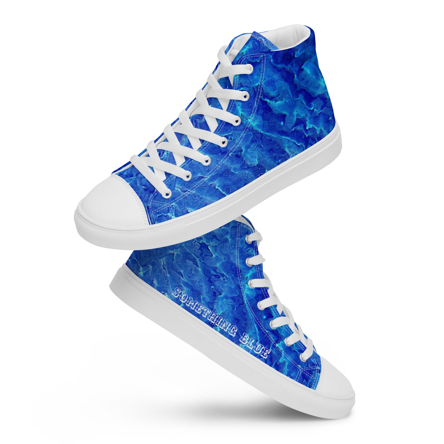 SOMETHING BLUE--- BRIGHT OCEAN BLUE --Women’s high top canvas shoes