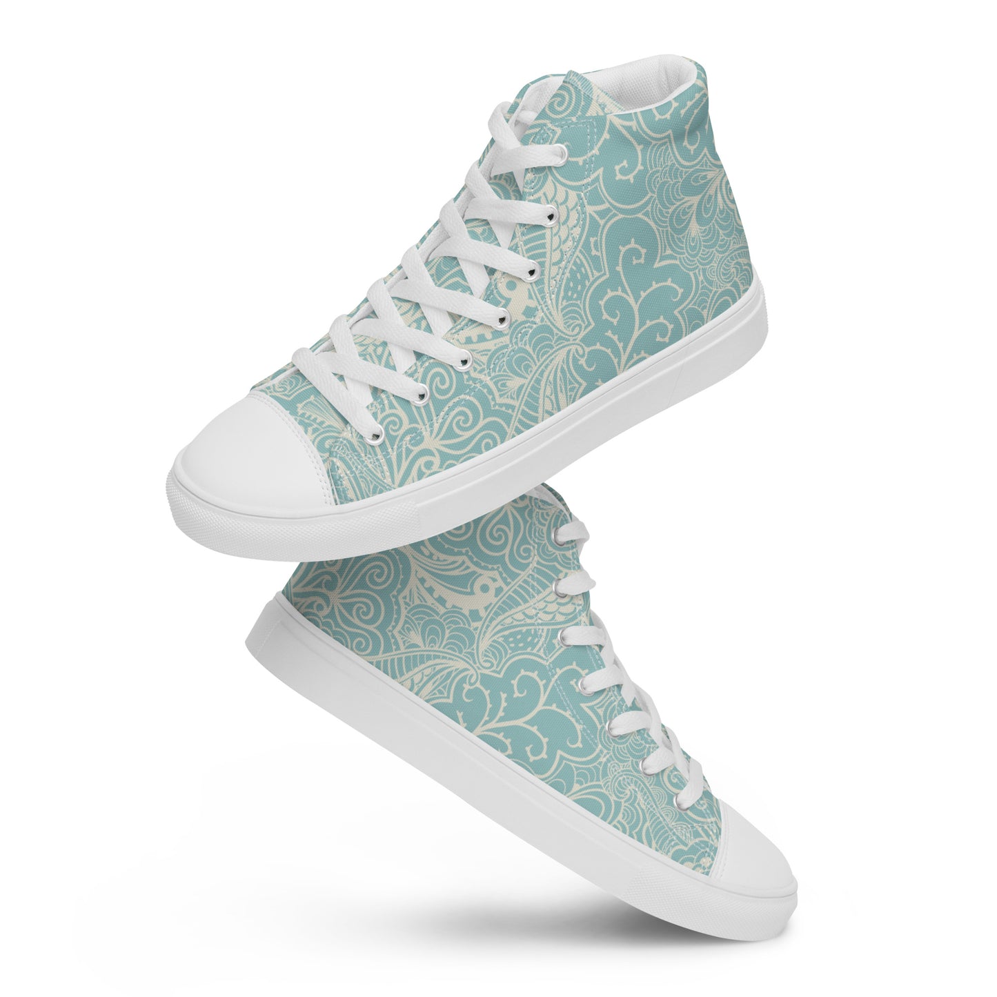 SAGEY BLUE MINT BRIDAL OR GRAD LUXURY BIRDIE BOSS Women’s high top canvas shoes