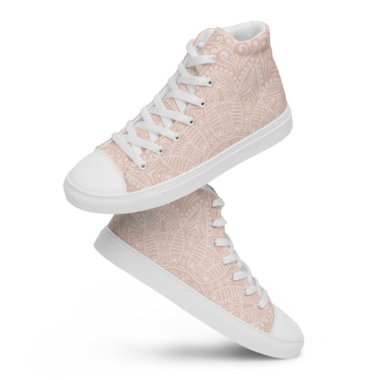 PEACHY APRICOT TAUPE WEDDING OR GRAD Women’s high top canvas shoes