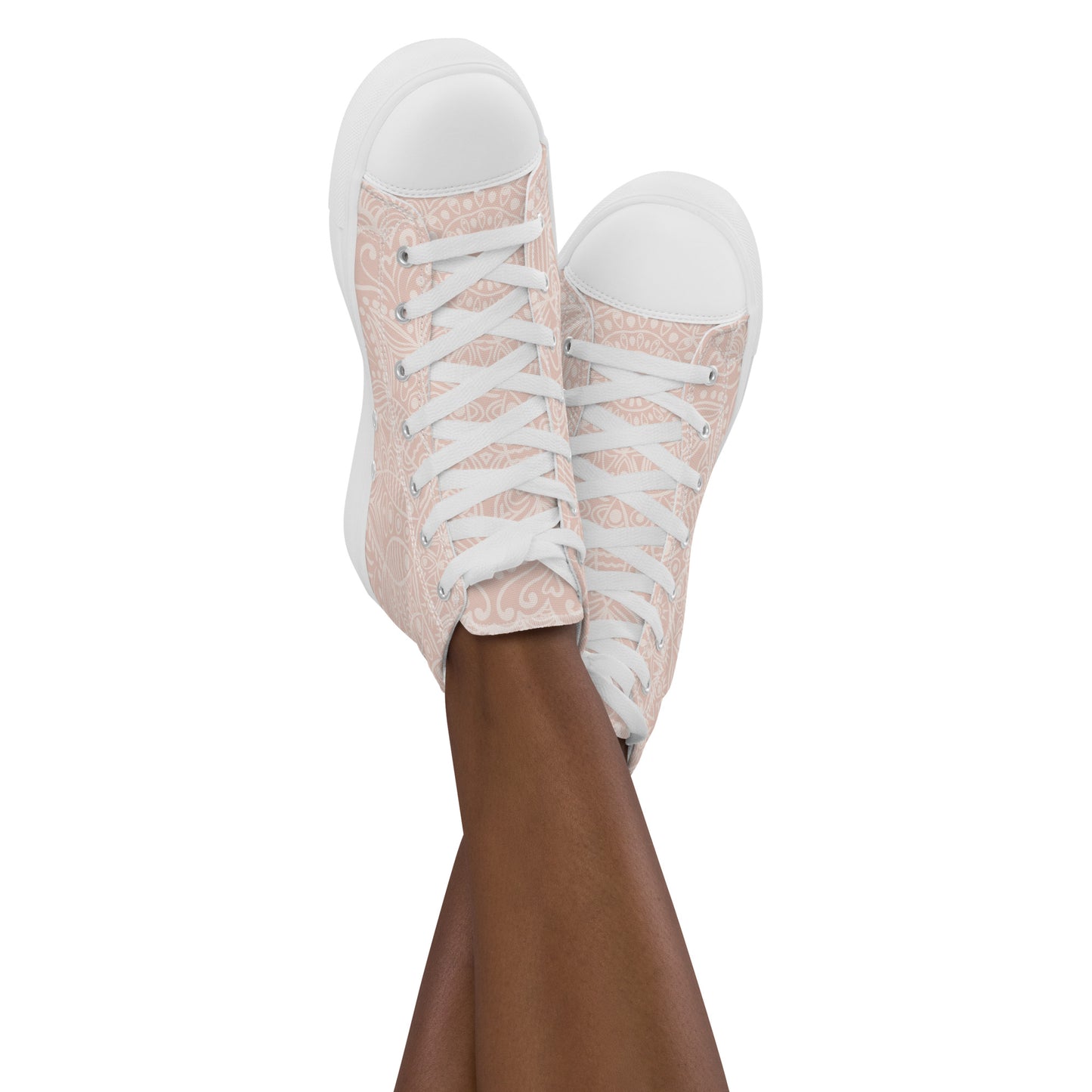 PEACHY APRICOT TAUPE WEDDING OR GRAD Women’s high top canvas shoes