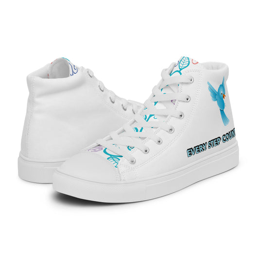 BABY BLUE BIRD EVERY STEP COUNTS  Women’s high top canvas shoes