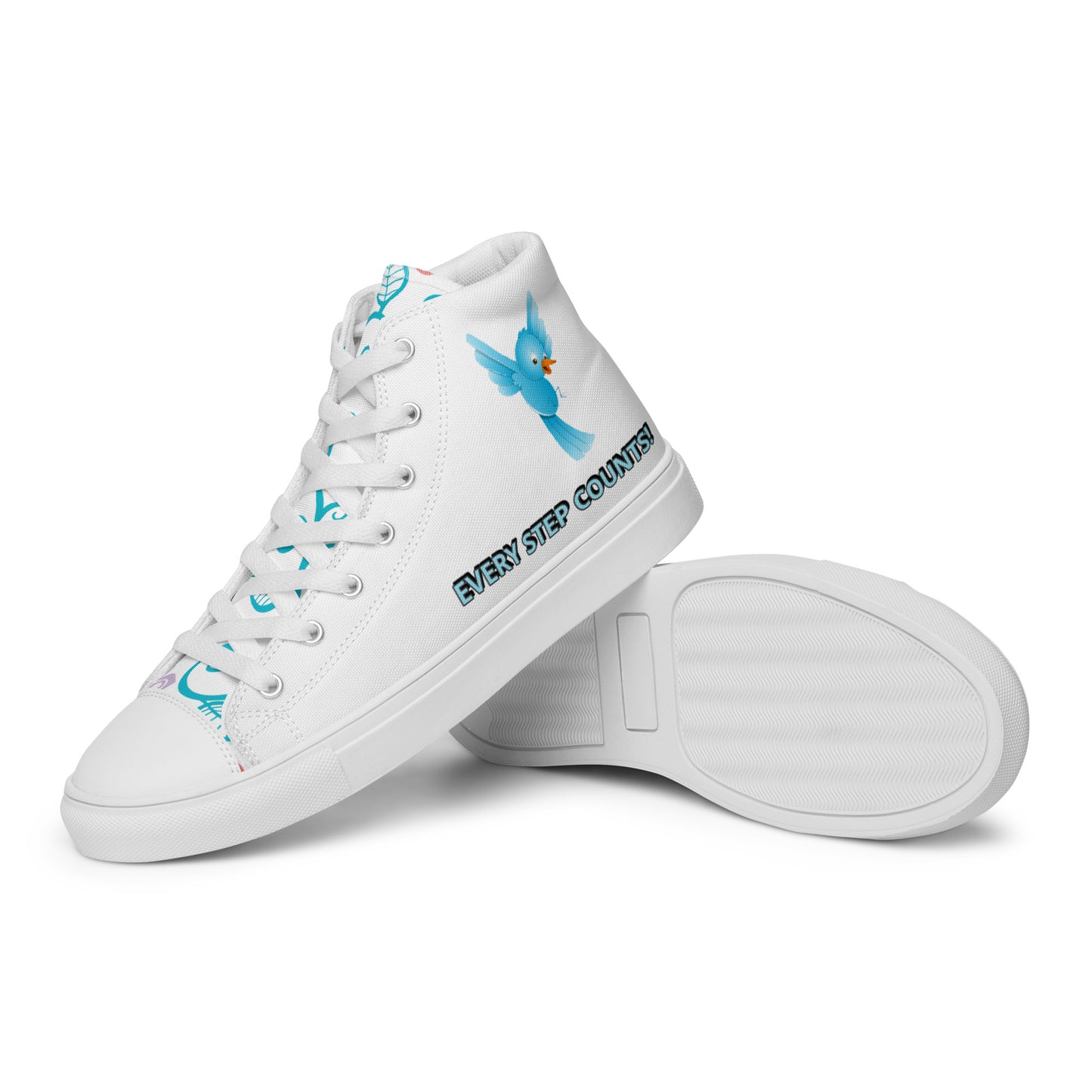 BABY BLUE BIRD EVERY STEP COUNTS  Women’s high top canvas shoes