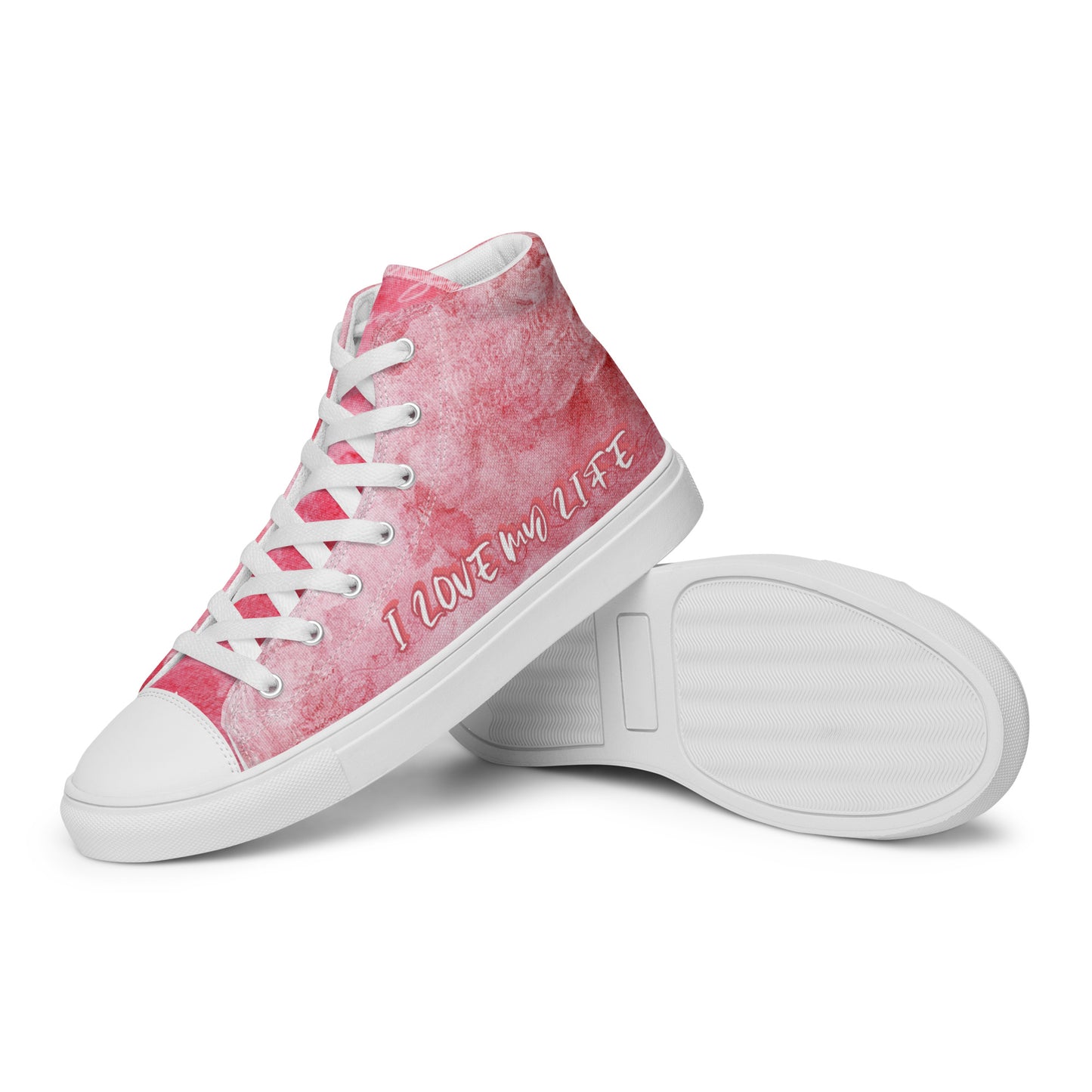 I LOVE MY LIFE PINK Women’s high top canvas shoes