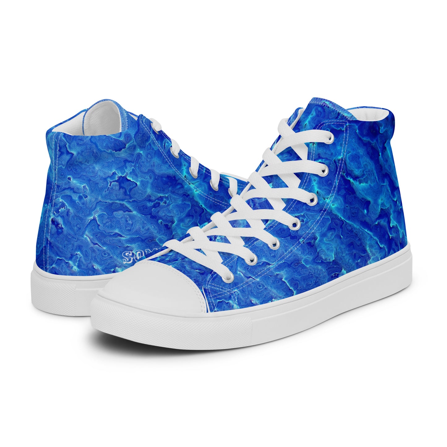 SOMETHING BLUE--- BRIGHT OCEAN BLUE --Women’s high top canvas shoes