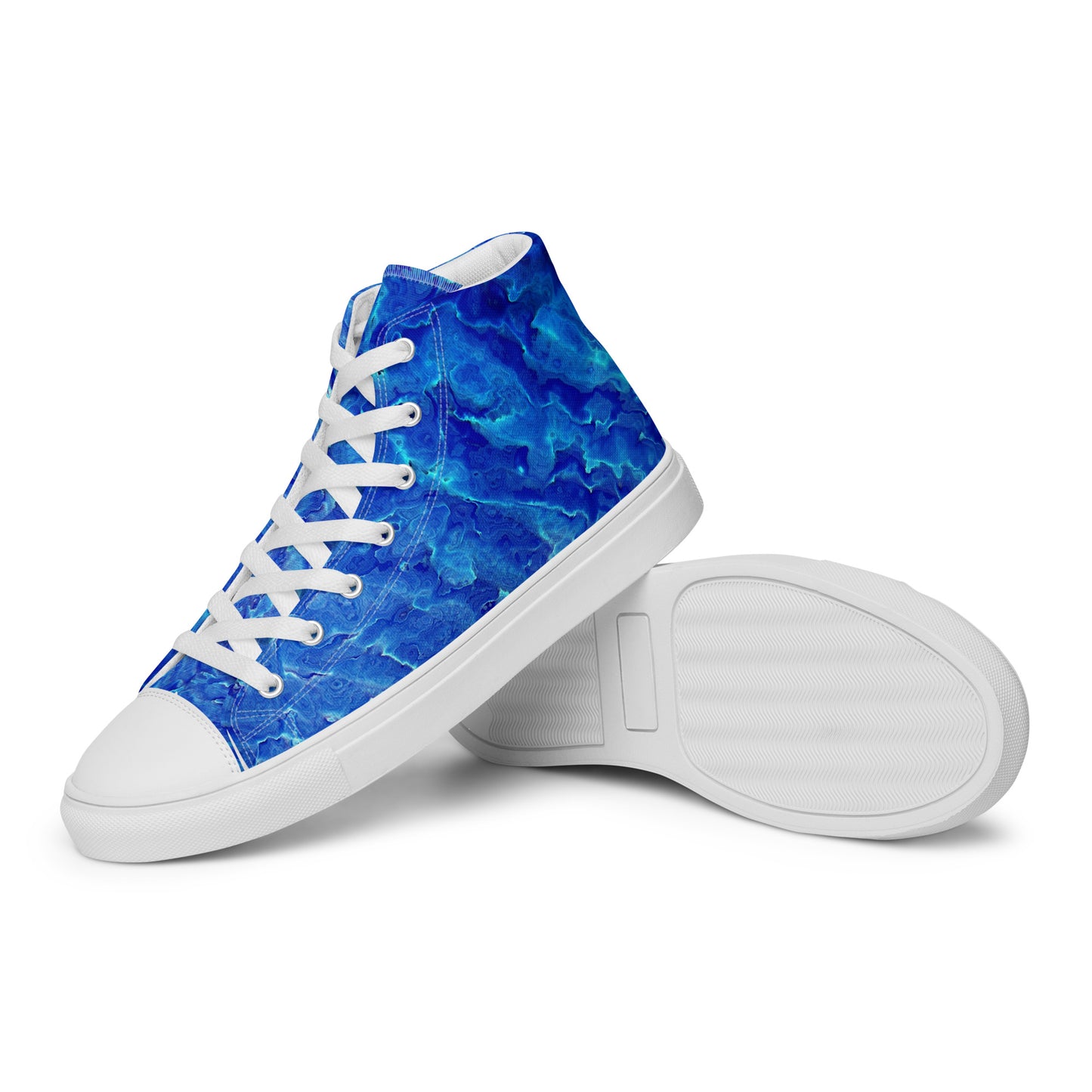 SOMETHING BLUE--- BRIGHT OCEAN BLUE --Women’s high top canvas shoes